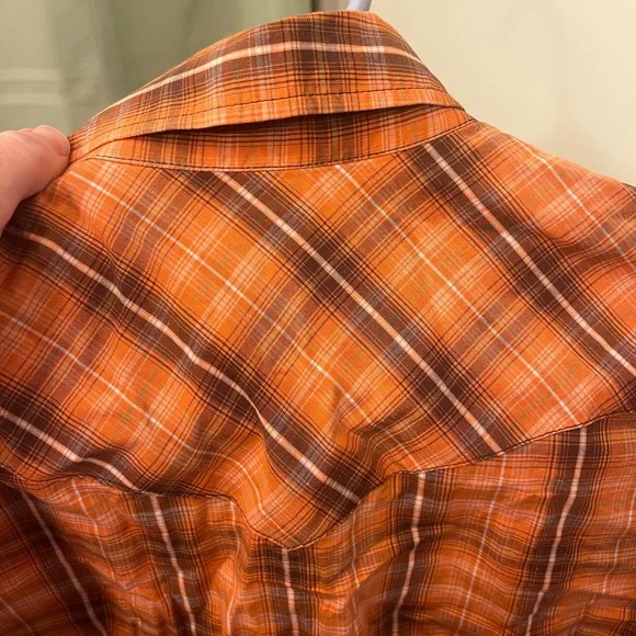 Roper Orange Plaid Western Shirt - Picture 8 of 15